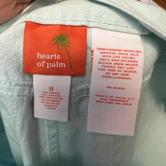 Hearts Of Palm Animal Magnetism 2017 Aqua Jeweled Capri Pants NWT Women's 8 - Picture 5 of 10